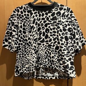 Topshop Black and White Animal Print Crop Top